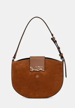 Karl Lagerfeld geanta de mana din piele intoarsa K/SIGNATURE culoarea maro, B1W30196 imagine