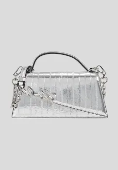 Karl Lagerfeld geanta de piele culoarea argintiu, A3W30050 imagine