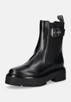 Karl Lagerfeld ghete chelsea de piele BURLY BIKER femei, culoarea negru, cu platforma, KL43460 imagine