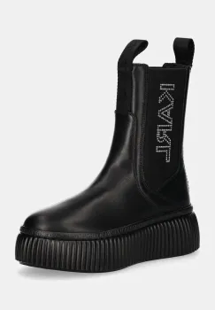 Karl Lagerfeld ghete chelsea de piele KREEPER femei, culoarea negru, cu platforma, KL42343 imagine