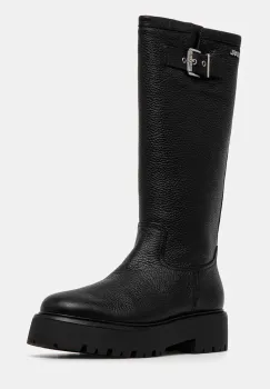 Karl Lagerfeld ghete de piele BURLY BIKER femei, culoarea negru, cu toc plat, KL43490W imagine