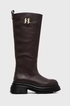 Karl Lagerfeld ghete de piele Danton femei, culoarea maro, cu platforma imagine