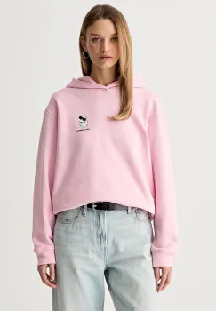 Karl Lagerfeld hanorac cu gluga pentru femei cu bumbac IKON imagine