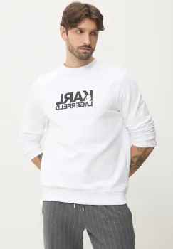 Karl Lagerfeld hanorac de bumbac barbati, culoarea alb, cu imprimeu, 551917.705091 imagine