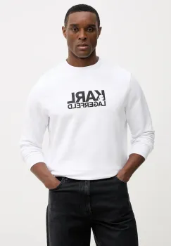 Karl Lagerfeld hanorac de bumbac culoarea alb, cu imprimeu, 561917.705780 imagine