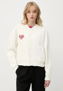 Karl Lagerfeld hanorac de bumbac culoarea bej, cu imprimeu, A3W20009 imagine