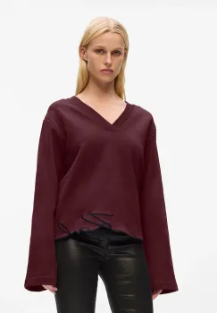 Karl Lagerfeld hanorac de bumbac culoarea bordo, cu imprimeu, A4W20040 imagine