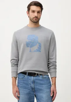 Karl Lagerfeld hanorac de bumbac culoarea gri, cu imprimeu, 554917.705405 imagine