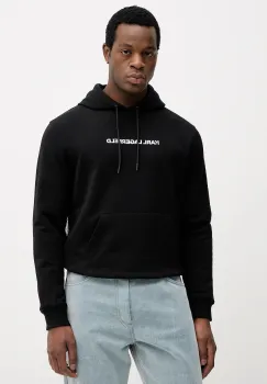 Karl Lagerfeld hanorac de bumbac culoarea negru, cu gluga, cu imprimeu, 554917.705404 imagine