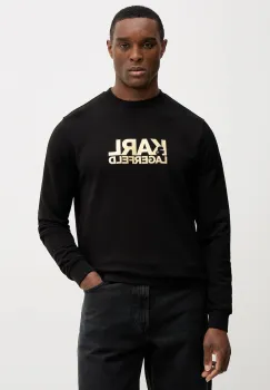 Karl Lagerfeld hanorac de bumbac culoarea negru, cu imprimeu, 561917.705780 imagine