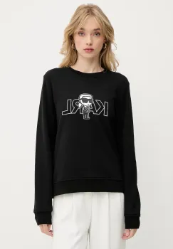 Karl Lagerfeld hanorac de bumbac culoarea negru, cu imprimeu, A3W20056 imagine