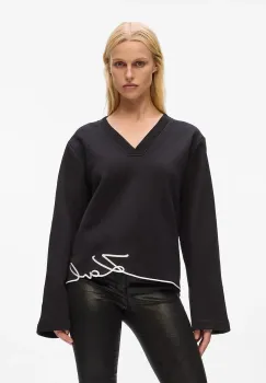 Karl Lagerfeld hanorac de bumbac culoarea negru, cu imprimeu, A4W20040 imagine