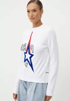 Karl Lagerfeld hanorac de bumbac femei, culoarea alb, cu imprimeu, 245W1830 imagine