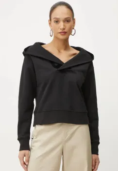 Karl Lagerfeld hanorac de bumbac femei, culoarea negru, cu gluga, cu imprimeu, A1W20064 imagine
