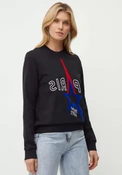Karl Lagerfeld hanorac de bumbac femei, culoarea negru, cu imprimeu, 245W1830 imagine