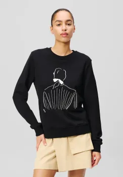 Karl Lagerfeld hanorac de bumbac femei, culoarea negru, cu imprimeu, A2W20056 imagine