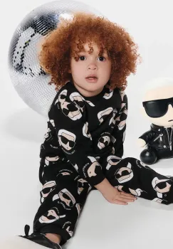 Karl Lagerfeld hanorac de bumbac pentru copii culoarea negru, cu imprimeu, Z30666 imagine