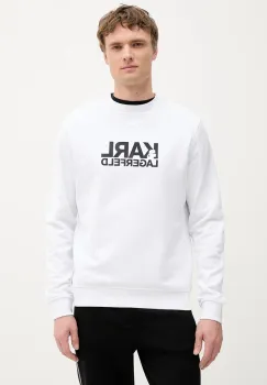 Karl Lagerfeld hanorac din bumbac culoarea alb, cu imprimeu, 553917.705091 imagine