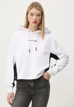 Karl Lagerfeld Jeans bluza femei, culoarea alb, cu gluga, cu imprimeu, A1W20017 imagine