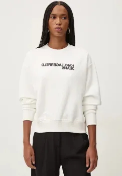 Karl Lagerfeld Jeans bluza femei, culoarea alb, cu imprimeu, 246J1809 imagine