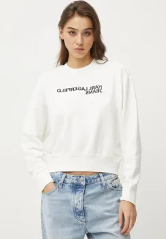 Karl Lagerfeld Jeans bluza femei, culoarea alb, cu imprimeu, A1W20005 imagine