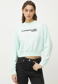 Karl Lagerfeld Jeans bluza femei, culoarea verde, cu imprimeu, A1W20005 imagine
