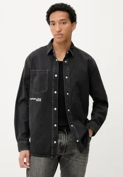 Karl Lagerfeld Jeans camasa din denim culoarea negru, cu guler clasic, regular, A3M16001 imagine