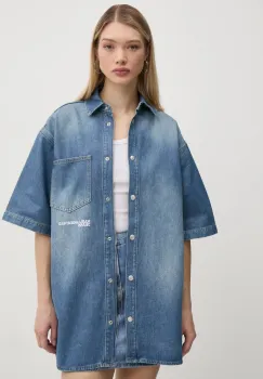 Karl Lagerfeld Jeans camasa din denim femei, cu guler clasic, relaxed, A1W11008 imagine
