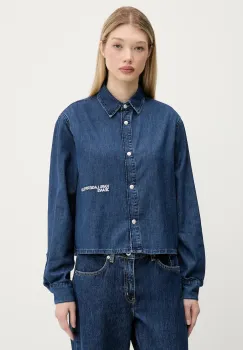 Karl Lagerfeld Jeans camasa jeans culoarea bleumarin, cu guler clasic, regular, A3W11002 imagine