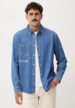 Karl Lagerfeld Jeans camasa jeans culoarea bleumarin, cu guler clasic, regular, A4M16001 imagine