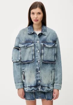 Karl Lagerfeld Jeans geaca din denim de tranzitie, oversize, A3W14011 imagine