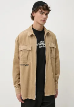 Karl Lagerfeld Jeans geaca din velur culoarea bej, de tranzitie, oversize, 246D1606 imagine