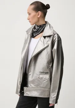 Karl Lagerfeld Jeans geaca femei, culoarea argintiu, de tranzitie, A1W15013 imagine