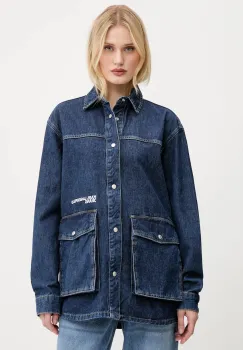 Karl Lagerfeld Jeans geaca jeans culoarea bleumarin, de tranzitie, A3W11004 imagine