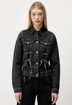Karl Lagerfeld Jeans geaca jeans culoarea negru, de tranzitie, A4W14012 imagine