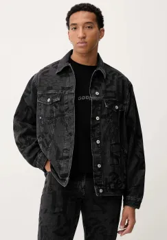 Karl Lagerfeld Jeans geaca jeans culoarea negru, de tranzitie, oversize, A4M14013 imagine
