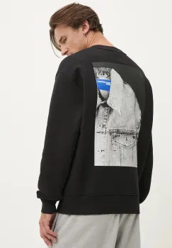 Karl Lagerfeld Jeans hanorac de bumbac barbati, culoarea negru, cu imprimeu, 246D1801 imagine
