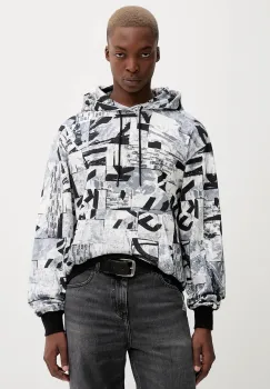Karl Lagerfeld Jeans hanorac de bumbac culoarea alb, cu gluga, cu imprimeu, A4M20023 imagine