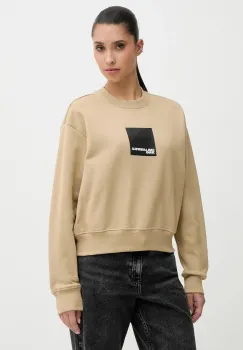 Karl Lagerfeld Jeans hanorac de bumbac culoarea bej, cu imprimeu, A1W20006 imagine