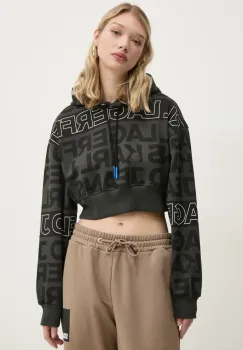 Karl Lagerfeld Jeans hanorac de bumbac femei, culoarea negru, cu gluga, modelator, A1W20067 imagine