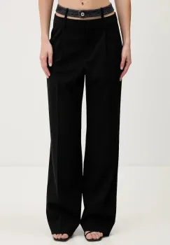 Karl Lagerfeld Jeans pantaloni culoarea negru, drept, high waist, B1W10085 imagine