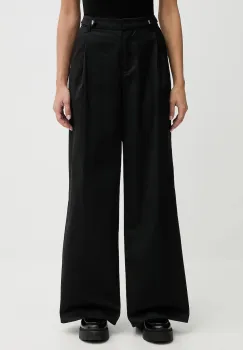 Karl Lagerfeld Jeans pantaloni de bumbac culoarea negru, lat, high waist, B1W10086 imagine