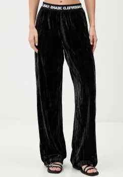 Karl Lagerfeld Jeans pantaloni de catifea culoarea negru, drept, high waist, A4W10135 imagine