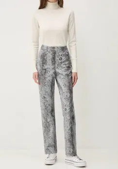 Karl Lagerfeld Jeans pantaloni femei, culoarea gri, drept, high waist, 246J1005 imagine