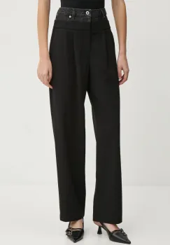 Karl Lagerfeld Jeans pantaloni femei, culoarea negru, lat, high waist, A1W10061 imagine