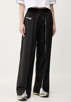 Karl Lagerfeld Jeans pantaloni femei, culoarea negru, lat, high waist, A2W10024 imagine