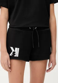 Karl Lagerfeld Jeans pantaloni scurti culoarea negru, cu imprimeu, high waist, A3W10125 imagine