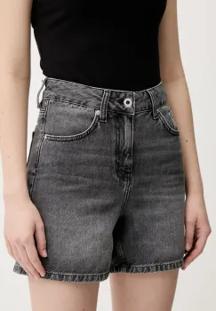 Karl Lagerfeld Jeans pantaloni scurti din denim femei, culoarea gri, uni, high waist, A2W10040 imagine