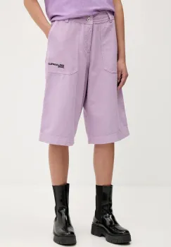 Karl Lagerfeld Jeans pantaloni scurti jeans culoarea violet, uni, high waist, A3W10127 imagine