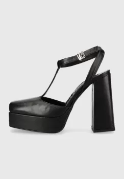 Karl Lagerfeld Jeans pantofi de piele SOIREE PLATFORM KLJ culoarea negru, cu toc drept, cu toc deschis, KLJ93111 imagine